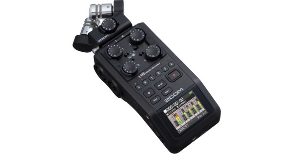 Zoom H6 All Black 6-Input 6-Track Portable Handy Recorder with Single Mic  Capsule (Black) 64GB Memory Card Lavalier Condenser Microphone AA 